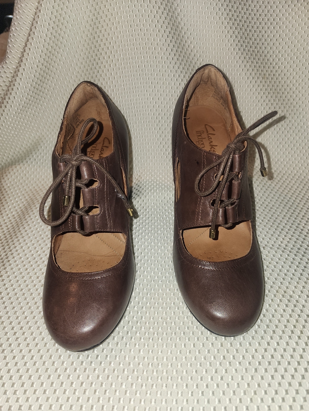 Clarks Brown Leather Lace-Up Women's Heels